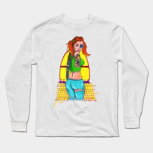 Cyberpunk Gun Girl Long Sleeve T-Shirt